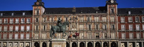 Framed Statue In Front Of A Building, Plaza Mayor, Madrid, Spain Print