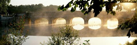 Framed Stone Bridge In Fog, Loire Valley, France Print