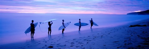 Framed Surfers on Beach Costa Rica Print