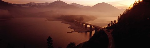 Framed Sylvenstein Lake with Bridge Bavaria Germany Print