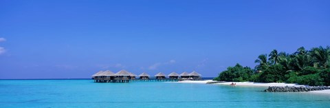 Framed Beach Cabanas, Baros, Maldives Print