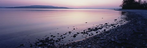 Framed Beach at sunset, Lake Constance, Germany Print