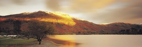 Framed Sunlight On Mountain Range, Ullswater, Lake District, Great Britain, United Kingdom Print