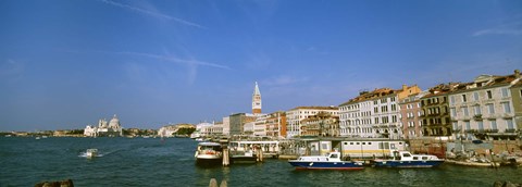 Framed Buildings along a canal with a church in the background, Santa Maria Della Salute, Grand Canal, Venice, Italy Print