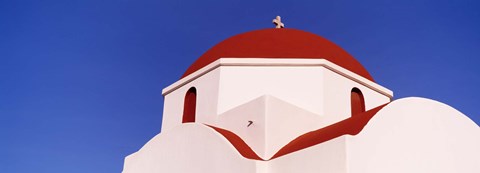 Framed Church with red dome, Mykonos, Cyclades Islands, Greece Print