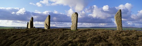 Framed Ring Of Brodgar on a cloudy day, Orkney Islands, Scotland, United Kingdom Print