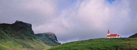 Framed Church In The Landscape, Vik I Myrdal, Iceland Print