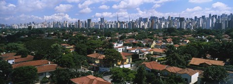 Framed High Angle View Of Buildings In A City, Sao Paulo, Brazil Print