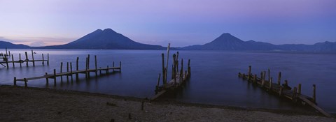 Framed Piers Over A Lake, Guatemala Print