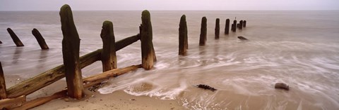 Framed Posts On The Beach, Spurn, Yorkshire, England, United Kingdom Print
