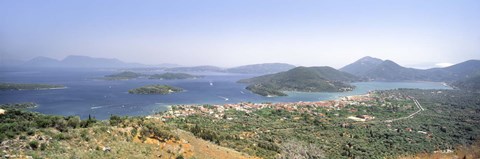 Framed High angle view of a coastline, Lefkas island, Greece Print