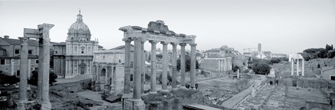 Framed Ruins Of An Old Building, Rome, Italy (black and white) Print