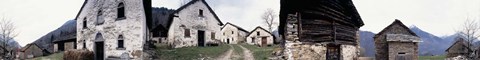 Framed Low angle view of houses in a village, Navone Village, Blenio Valley, Ticino, Switzerland Print