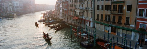 Framed Gondolas in the Grand Canal, Venice, Italy (black &amp; white) Print