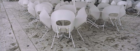 Framed Plastic Chairs Around Tables In A Restaurant, Stuttgart, Baden-Wurttemberg, Germany Print