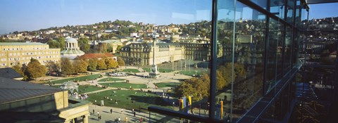 Framed High Angle View Of A City, Schlossplatz, Stuttgart, Baden-Wurttemberg, Germany Print