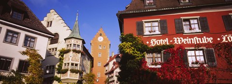 Framed Low Angle View Of Buildings In A Town, Lake Constance, Meersburg, Baden-Wurttemberg, Germany Print