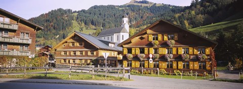 Framed Church In A Village, Bregenzerwald, Vorarlberg, Austria Print