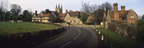 Framed Houses along a road, Penhurst, Kent, England Print