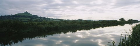 Framed Reflection of clouds in the river, River Brue, Glastonbury Tor, Glastonbury, Somerset, England Print