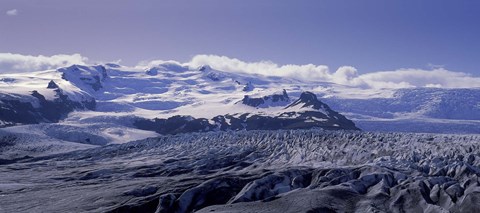 Framed Snowcapped mountains on a landscape, Fjallsjokull and Vatnajokull, Iceland Print
