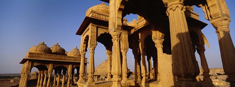 Framed Low angle view of monuments at a place of burial, Jaisalmer, Rajasthan, India Print