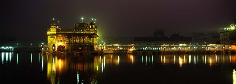 Framed Temple lit up at night, Golden Temple, Amritsar, Punjab, India Print