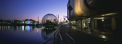 Framed Reflection of buildings in water, Genoa, Italy Print