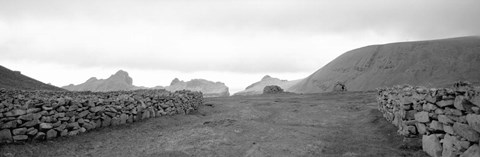 Framed Stone walls on a landscape, Shetland Islands, Scotland Print