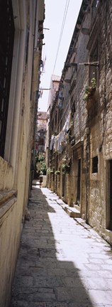 Framed Buildings along an alley in old city, Dubrovnik, Croatia Print