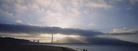 Framed Silhouette of a bridge, Golden Gate Bridge, San Francisco, California, USA Print
