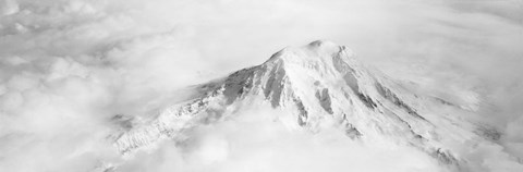 Framed Aerial view of a snowcapped mountain, Mt Rainier, Mt Rainier National Park, Washington State, USA Print