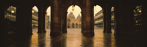 Framed Arcade of a building, St. Mark&#39;s Square, Venice, Italy (Sepia) Print