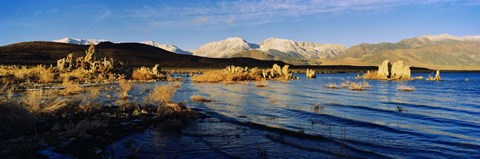 Framed Lake with mountains in the background, Mono Lake, Eastern Sierra, Californian Sierra Nevada, California, USA Print