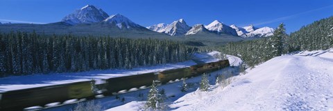 Framed Train Traveling through Banff National Park Print