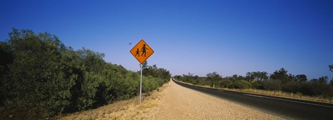 Framed Pedestrian Crossing sign at the roadside, Outback Highway, Australia Print