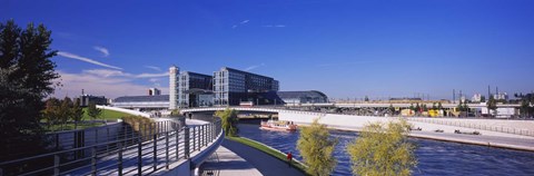 Framed Footpath along a river, Spree River, Central Station, Berlin, Germany Print