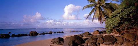 Framed Rocks on the beach, Anini Beach, Kauai, Hawaii, USA Print