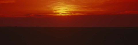 Framed Sunset over a grain field, Carson County, Texas Panhandle, Texas, USA Print