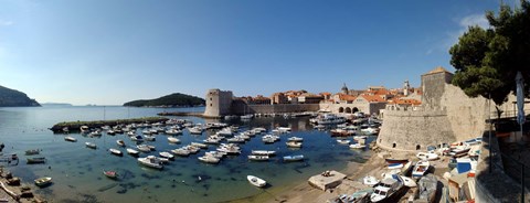 Framed Boats in the sea, Old City, Dubrovnik, Croatia Print