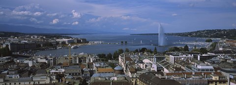 Framed Buildings in a city, Lake Geneva, Lausanne, Switzerland Print