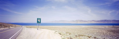 Framed Road sign at the roadside, Nevada State Route 446, Pyramid Lake, Nevada, USA Print
