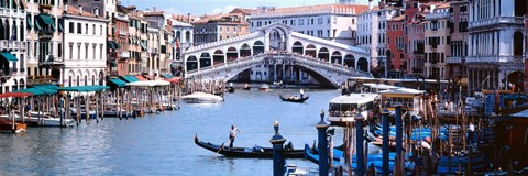 Framed Bridge across a river, Rialto Bridge, Grand Canal, Venice, Italy Print