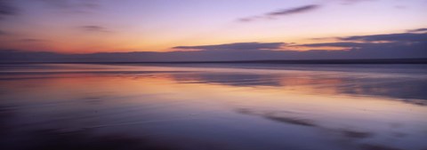 Framed Sunset over the sea, Sandymouth bay, Bude, Cornwall, England Print