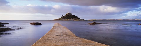 Framed Jetty over the sea, St. Michael's Mount, Marazion, Cornwall, England Print