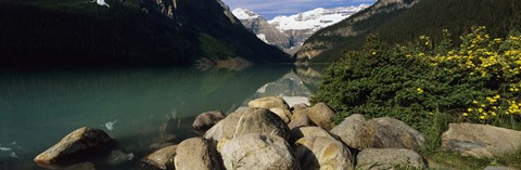 Framed Stones at the lakeside, Lake Louise, Banff National Park, Alberta, Canada Print