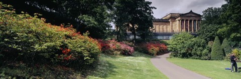 Framed Man standing in a formal garden near an art museum, National Gallery of Scotland, Edinburgh, Scotland Print