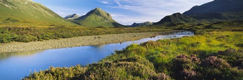 Framed River flowing on a landscape, River Sligachan, Glen Sligachan, Isle of Skye, Scotland Print