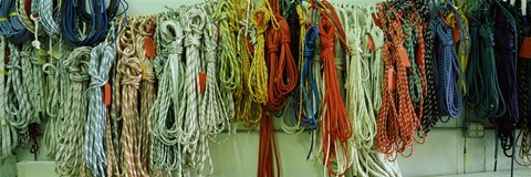 Framed Colorful braided ropes for sailing in a store Print