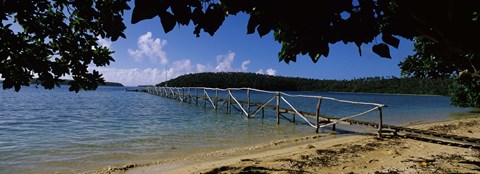 Framed Wooden dock over the sea, Vava&#39;u, Tonga, South Pacific Print